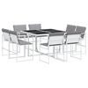 vidaXL Ensemble &agrave; manger de jardin avec coussins 9 pcs blanc textil&egrave;ne