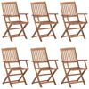 vidaXL Chaises pliantes 6 pi&egrave;ces en bois d'acacia massif
