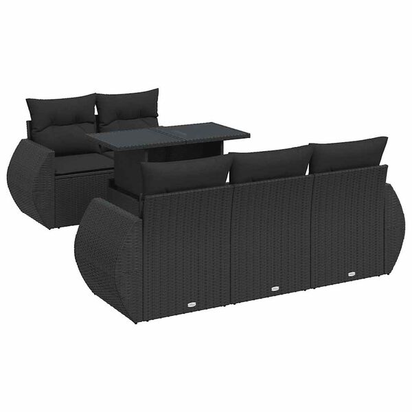 vidaXL Salon de jardin 6 pcs avec coussins noir r&eacute;sine tress&eacute;e