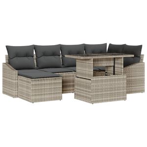 vidaXL Ensemble de canap&eacute; de jardin 7 pc Gris clair polyrotin