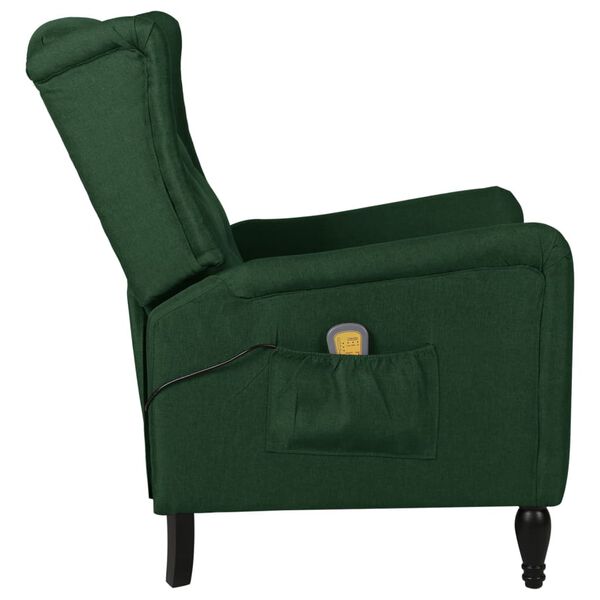 vidaXL Fauteuil de massage inclinable Vert foncé Tissu