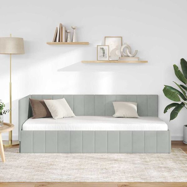 vidaXL Cadre de lit d'angle Gris clair 80 cm x 200 cm Velours