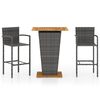 vidaXL Ensemble de bar de jardin 3 pcs Gris