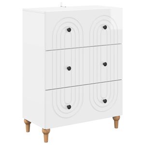 vidaXL Armoire &agrave; tiroirs Blanc brillant 66 x 34,5 x 90 cm