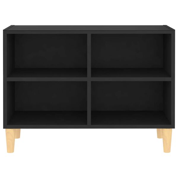 vidaXL Meuble TV avec pieds en bois massif Noir 69,5x30x50 cm