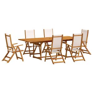 vidaXL Ensemble &agrave; Manger de jardin 7pcs bois d'acacia solide textil&egrave;ne