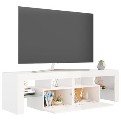 vidaXL Meuble TV avec lumières LED Blanc brillant 140x36,5x40 cm