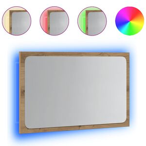 vidaXL Miroir de salle de bain avec lumi&egrave;re LED ch&ecirc;ne artisanal