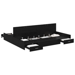 vidaXL Cadre de lit avec rangement avec tiroir Ch&ecirc;ne noir 200 x 200 cm
