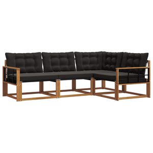vidaXL Ensemble de canap&eacute;s d'ext&eacute;rieur 4 pc Naturel et Noir