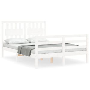 vidaXL Cadre de lit sans matelas blanc bois massif