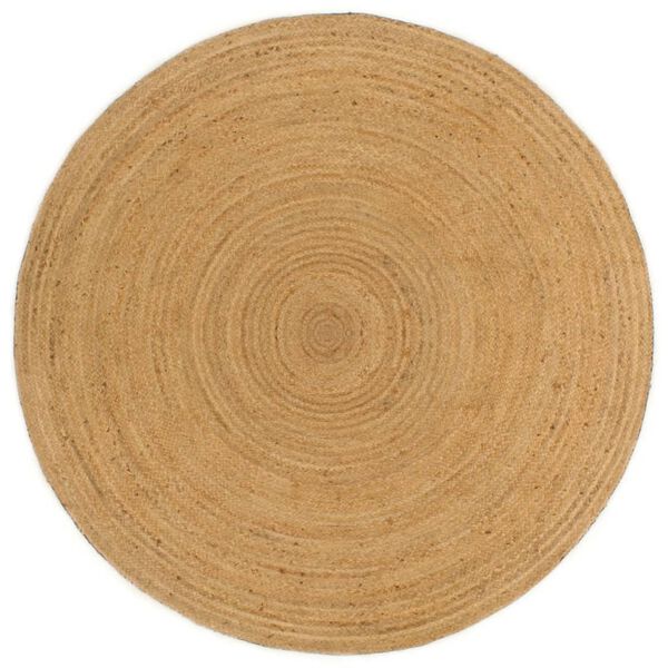 vidaXL Tapis tress&eacute; r&eacute;versible Anthracite et naturel 180 cm Jute Rond