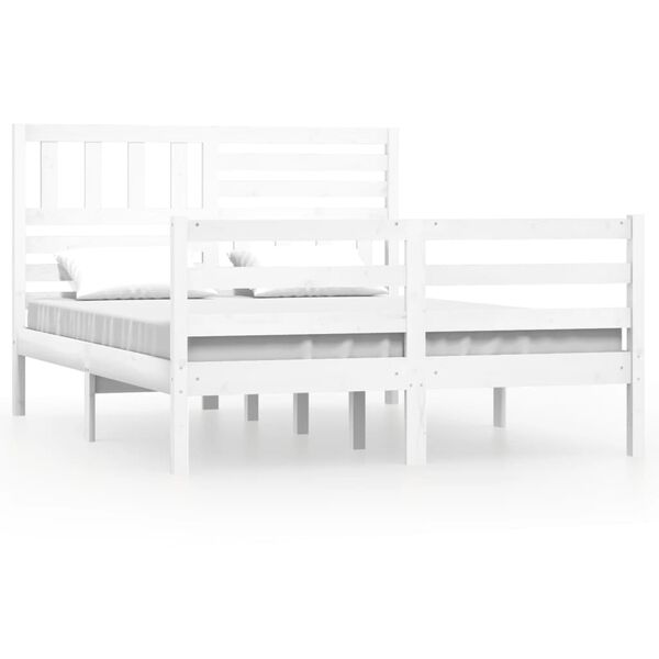 vidaXL Cadre de lit sans matelas blanc 120x190 cm bois massif