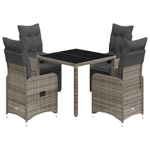 vidaXL Ensemble de bistro de jardin 5 pcs coussins gris poly rotin