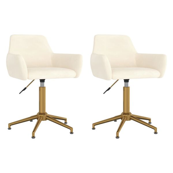 vidaXL Chaises pivotantes &agrave; manger lot de 2 Cr&egrave;me Velours