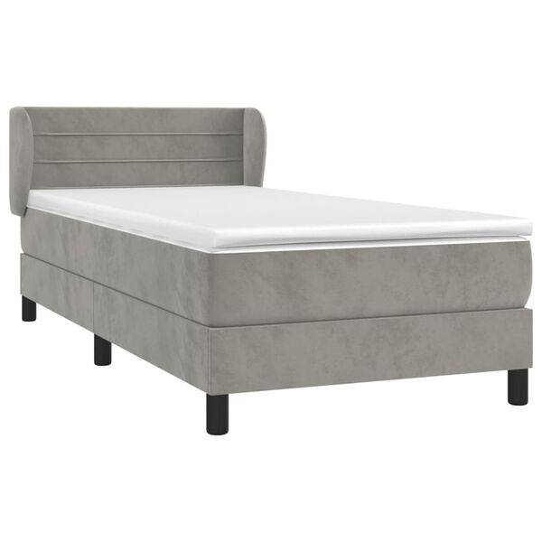 vidaXL Sommier &agrave; lattes de lit et matelas Gris fonc&eacute; 90x200 cm Velours