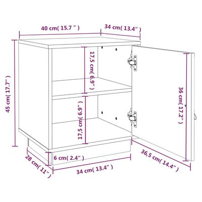 vidaXL Table de chevet Blanc 40x34x45 cm Bois de pin massif