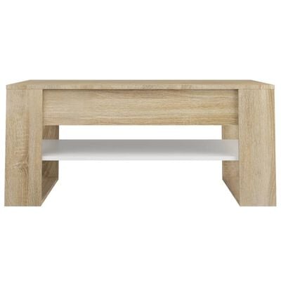 vidaXL Table basse Blanc chêne sonoma 102x55x45 cm Bois d'ingénierie