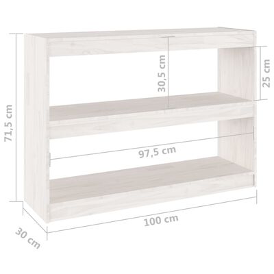 vidaXL Bibliothèque/Séparateur de pièce Blanc 100x30x71,5cm Pin massif