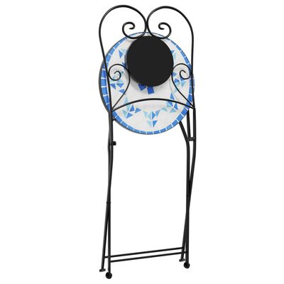 vidaXL Chaises de bistro pliables lot de 2 bleu et blanc céramique