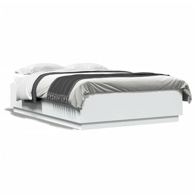 vidaXL Cadre de lit avec lumières LED blanc 150x200 cm