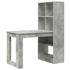 vidaXL Bureau Gris b&eacute;ton Bois d'ing&eacute;nierie 122 x 67 x 145 cm