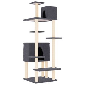 vidaXL Arbre &agrave; chat avec griffoirs en sisal Gris fonc&eacute; 154 cm