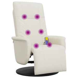 vidaXL Fauteuil inclinable de massage et repose-pieds cr&egrave;me similicuir