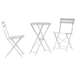 vidaXL Ensemble bistro pliant 3 pcs Beige Acier