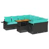 vidaXL Salon de jardin 9 pcs avec coussins noir r&eacute;sine tress&eacute;e