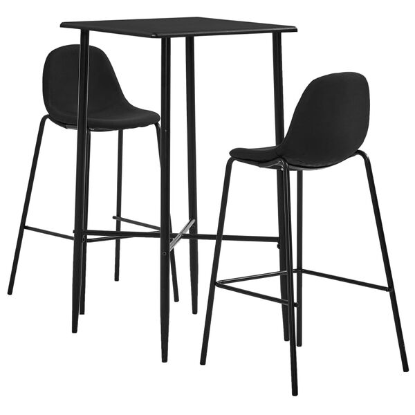vidaXL Ensemble de bar 3 pcs Tissu Noir