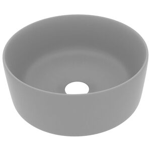 vidaXL Lavabo rond de luxe Gris clair mat 40x15 cm Céramique