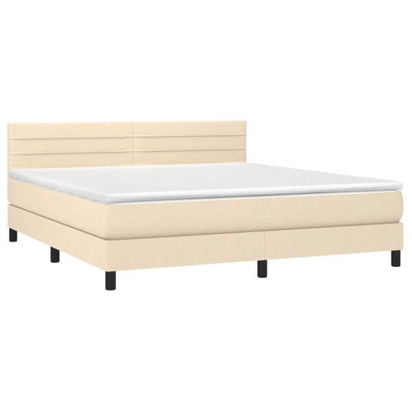 vidaXL Sommier &agrave; lattes de lit avec matelas LED Cr&egrave;me 160x200 cm Tissu