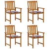 vidaXL Chaises de jardin avec coussins lot de 4 Bois d'acacia massif