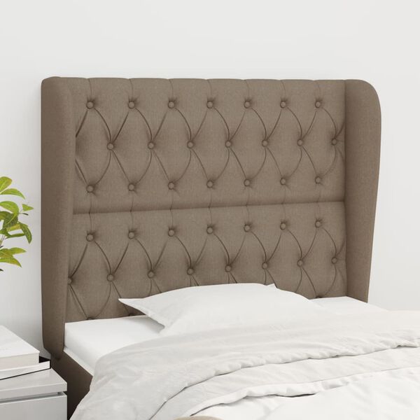 vidaXL T&ecirc;te de lit avec oreilles Taupe 103x23x118/128 cm Tissu