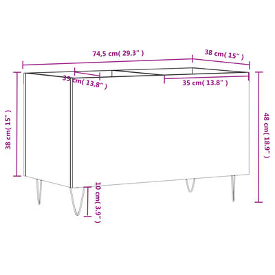 vidaXL Armoire à disques noir 74,5x38x48 cm bois d'ingénierie