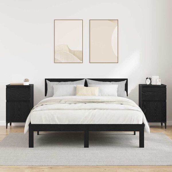 vidaXL Cabinet de chevet avec tiroir 2 pcs Ch&ecirc;ne noir 40 x 35 x 70 cm