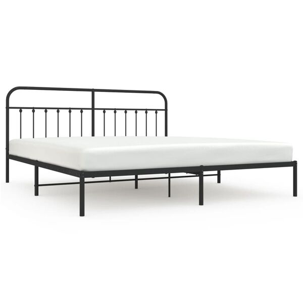 vidaXL Cadre de lit m&eacute;tal sans matelas avec t&ecirc;te de lit noir 200x200cm