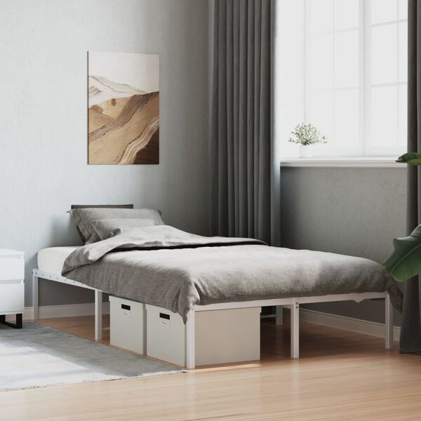 vidaXL Cadre de lit m&eacute;tal sans matelas blanc 120x200 cm