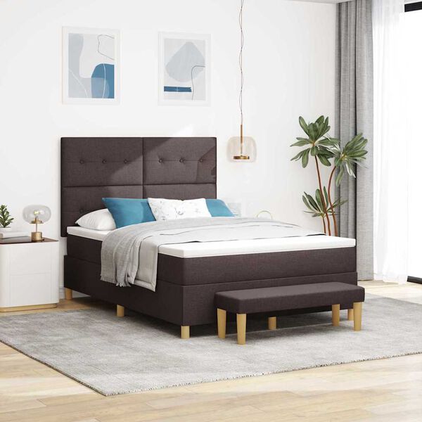 vidaXL Lit &agrave; ressorts avec matelas Marron fonc&eacute; 140 x 200 cm tissu