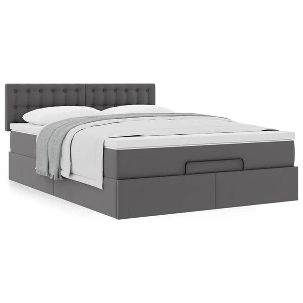 VidaXL Cadre de lit ottoman avec matelas gris 140x190 cm similicuir