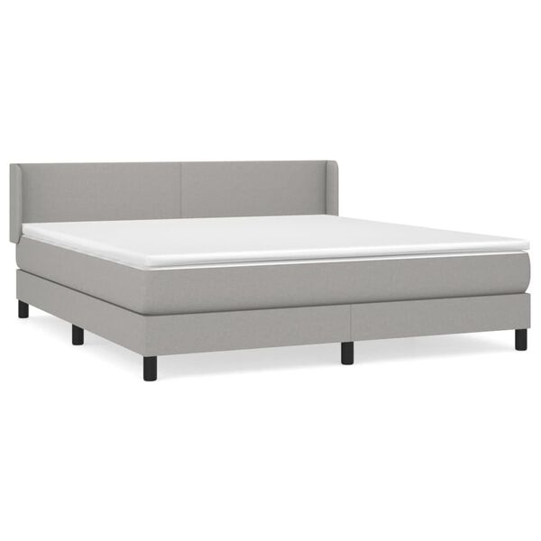vidaXL Sommier &agrave; lattes de lit avec matelas Gris clair 180x200cm Tissu