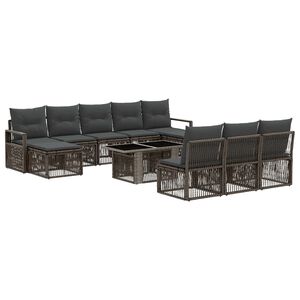 vidaXL Ensemble de canap&eacute; de jardin 11 pc Gris et Gris fonc&eacute; polyrotin