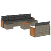 vidaXL Salon de jardin avec coussins 10 pcs gris r&eacute;sine tress&eacute;e