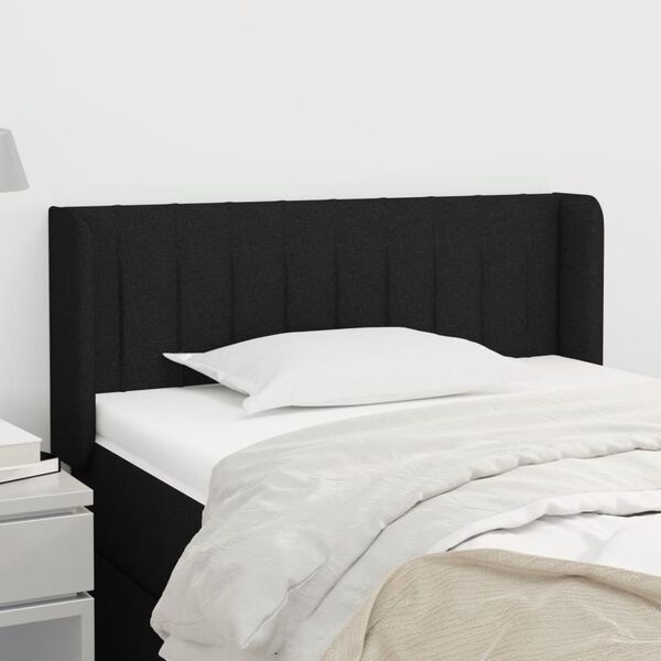 vidaXL T&ecirc;te de lit avec oreilles Noir 93x16x78/88 cm Tissu