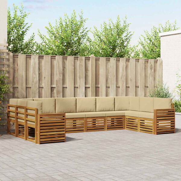 vidaXL Ensemble de canap&eacute; d'angle avec coussin 10 pcs Naturel et Beige