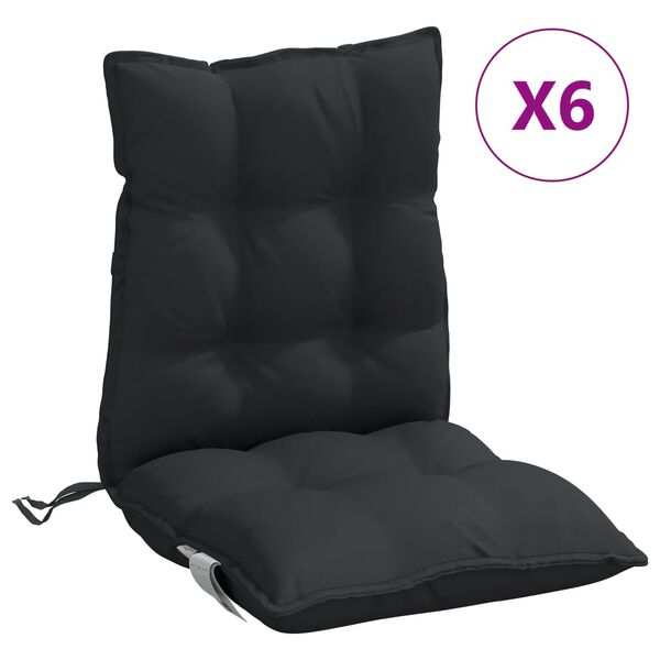 vidaXL Coussins de chaise à dossier bas lot de 6 noir tissu oxford