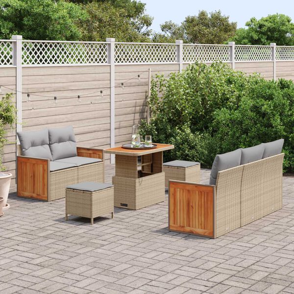 vidaXL Ensemble de canap&eacute; de jardin 8 pcs beige et gris clair