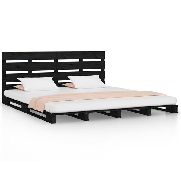 vidaXL Cadre de lit sans matelas noir bois de pin massif