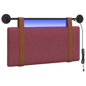 vidaXL T&ecirc;te de lit suspendue Avec lumi&egrave;re LED Bordeaux PU antique